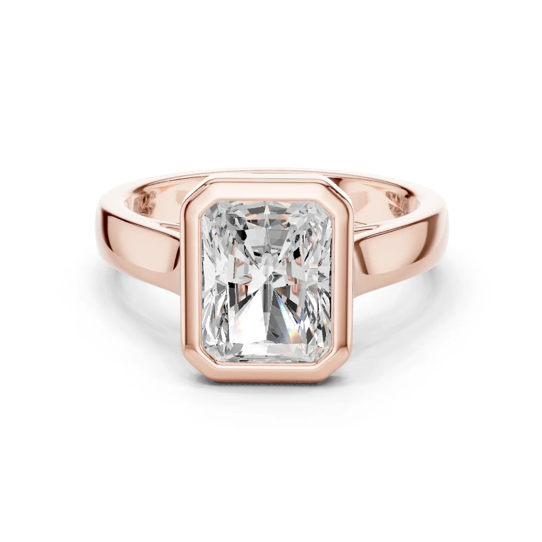 Radiant Cut Diamond Bezel Solitaire Engagement Ring