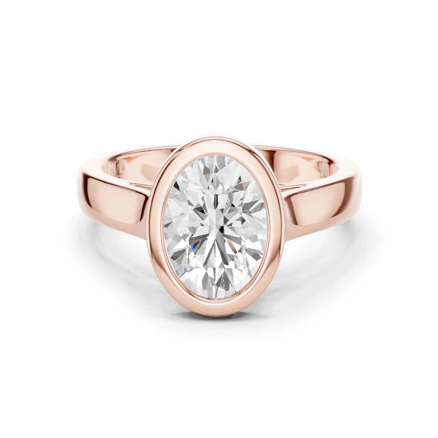 Oval Cut Diamond Bezel Solitaire Engagement Ring
