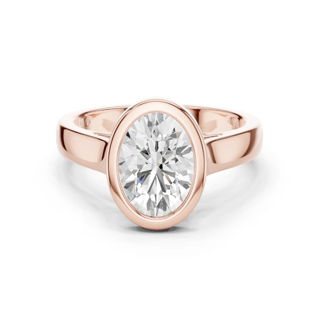 Oval Cut Diamond Bezel Solitaire Engagement Ring