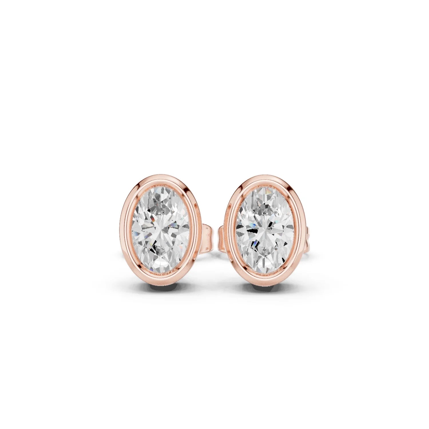 Elara Oval Bezel Diamond Stud Earrings