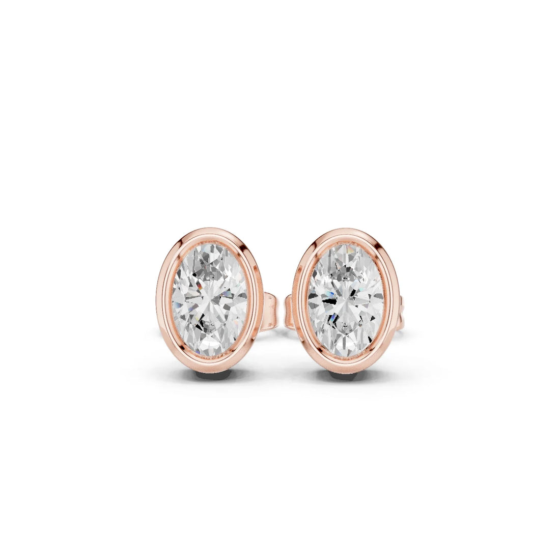 Elara Oval Bezel Diamond Stud Earrings