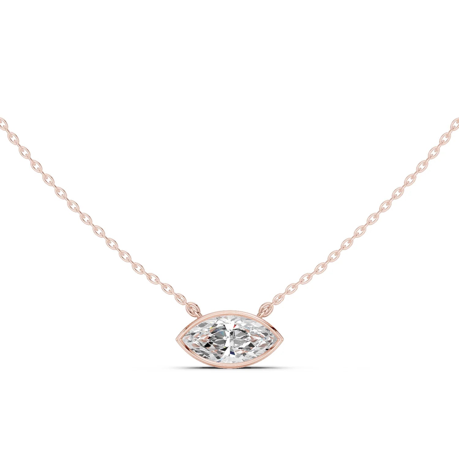 Marquise Aura Bezel Solitaire Diamond Pendant