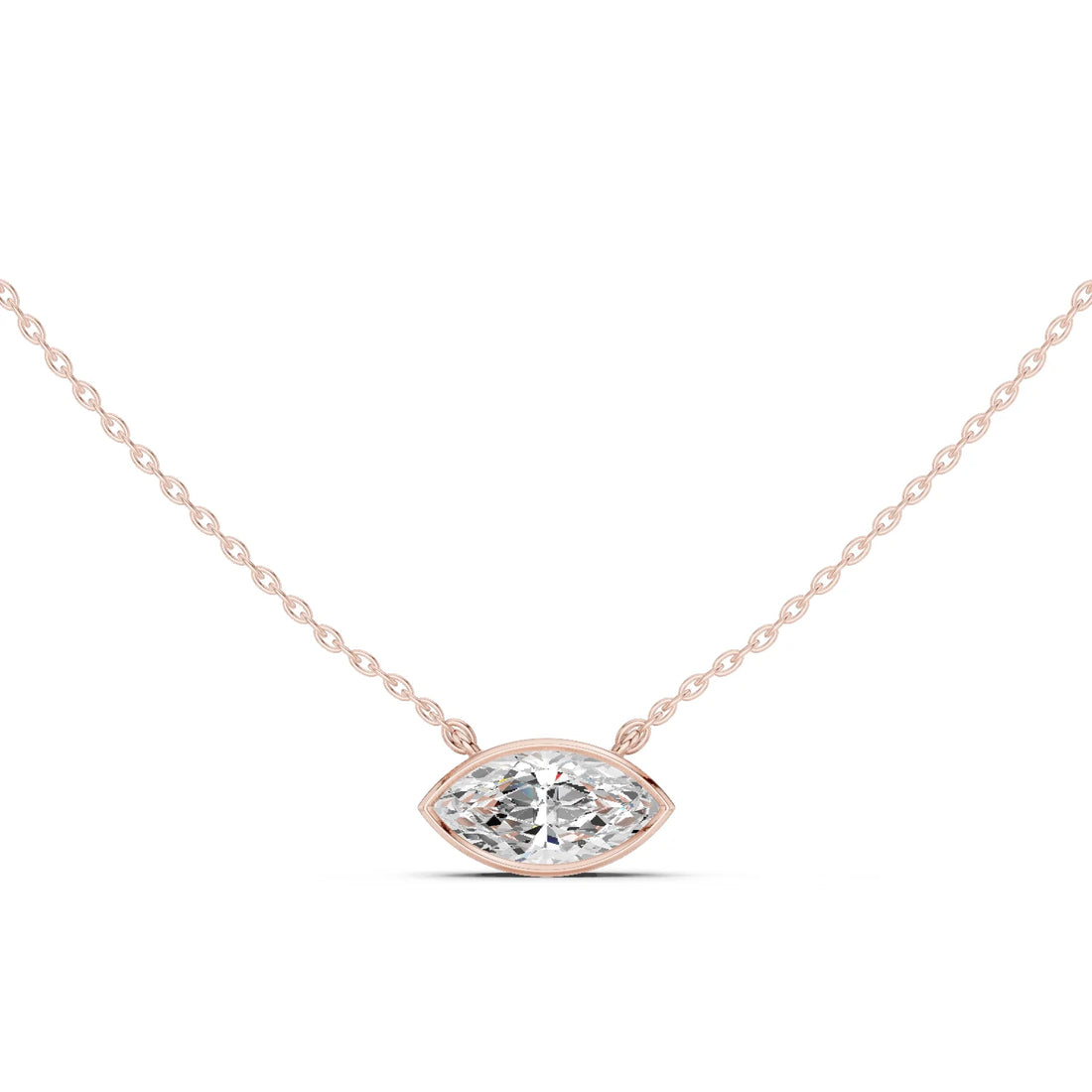 Marquise Aura Bezel Solitaire Diamond Pendant