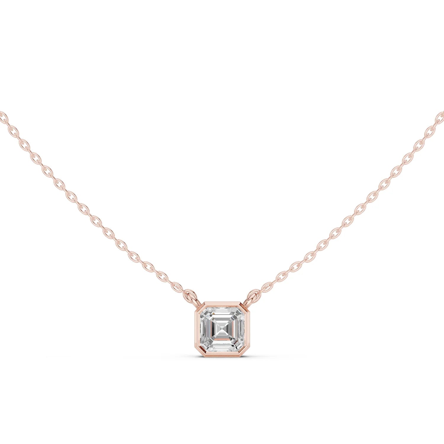 Golden Prism Asscher Bezel Solitaire Diamond Pendant