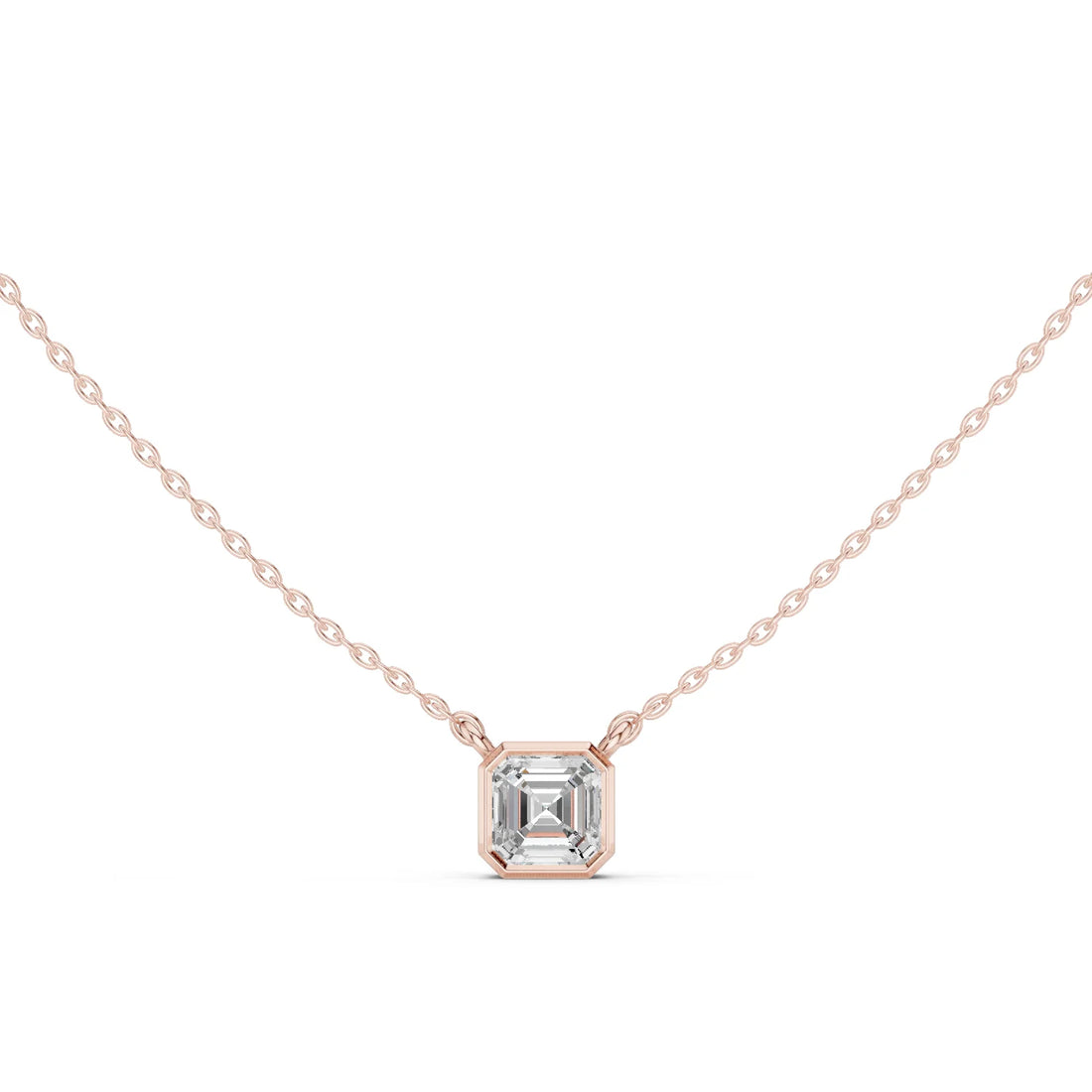 Golden Prism Asscher Bezel Solitaire Diamond Pendant
