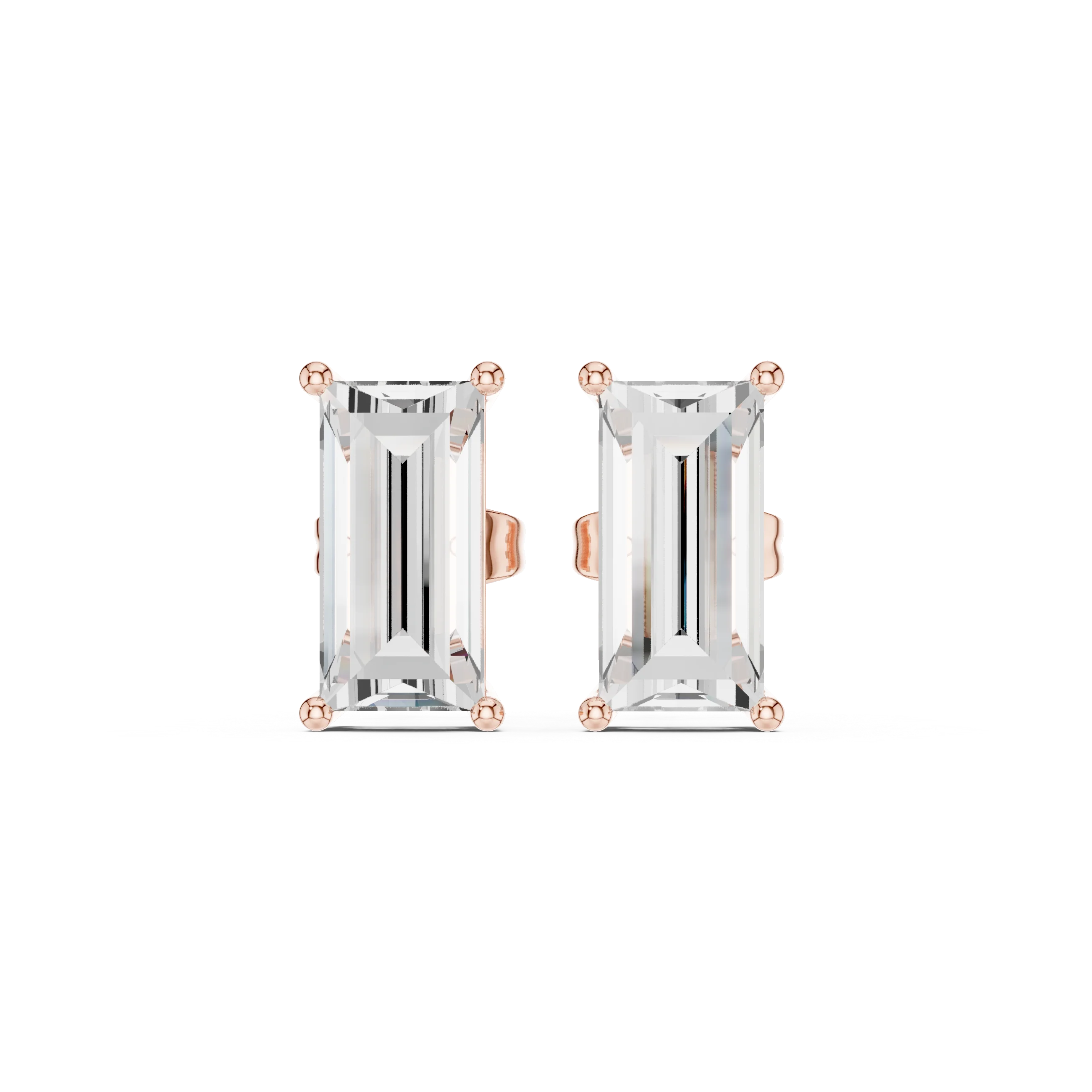 Emerald Cut Solitaire Diamond Stud Earrings