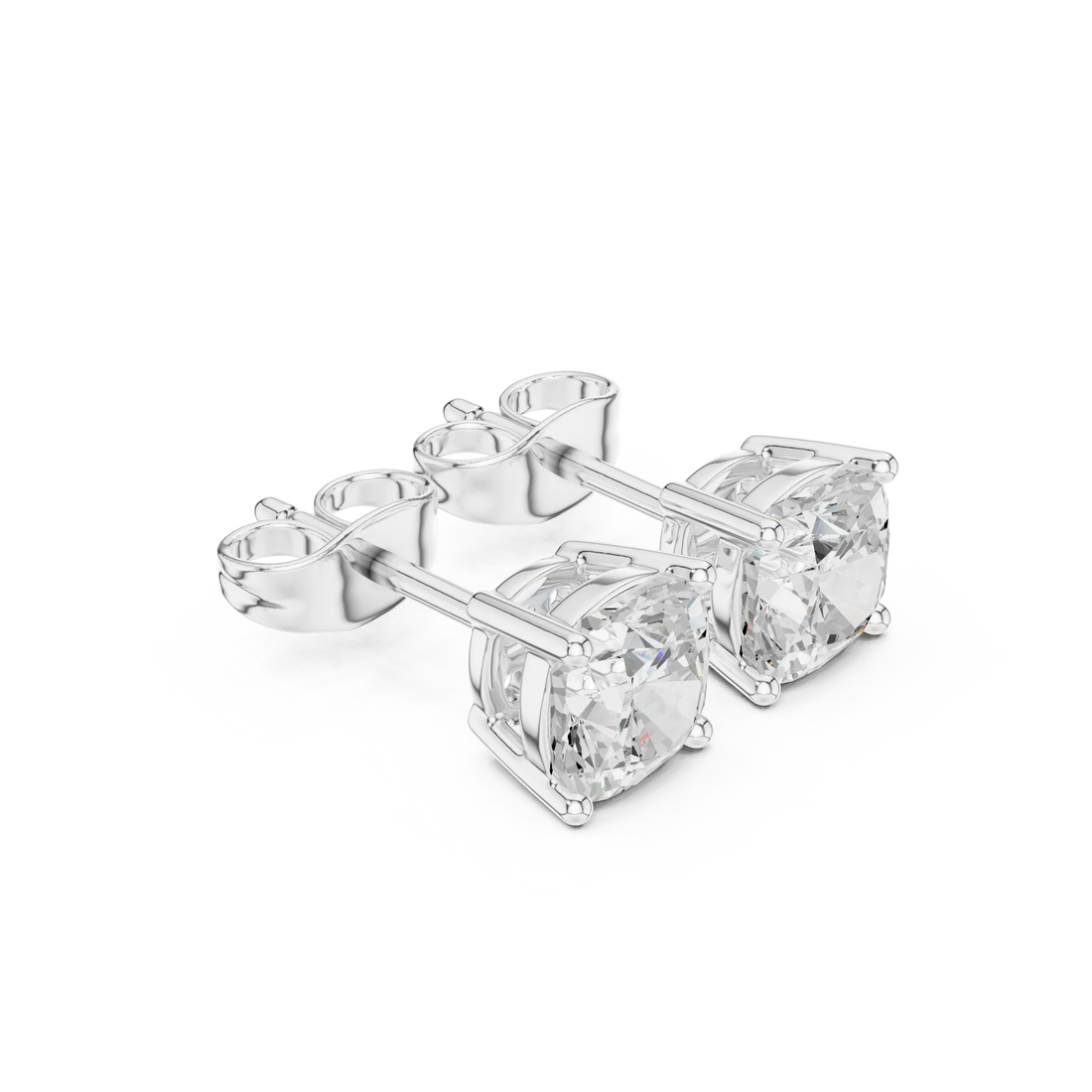 Cushion Cut Solitaire Diamond Stud Earrings