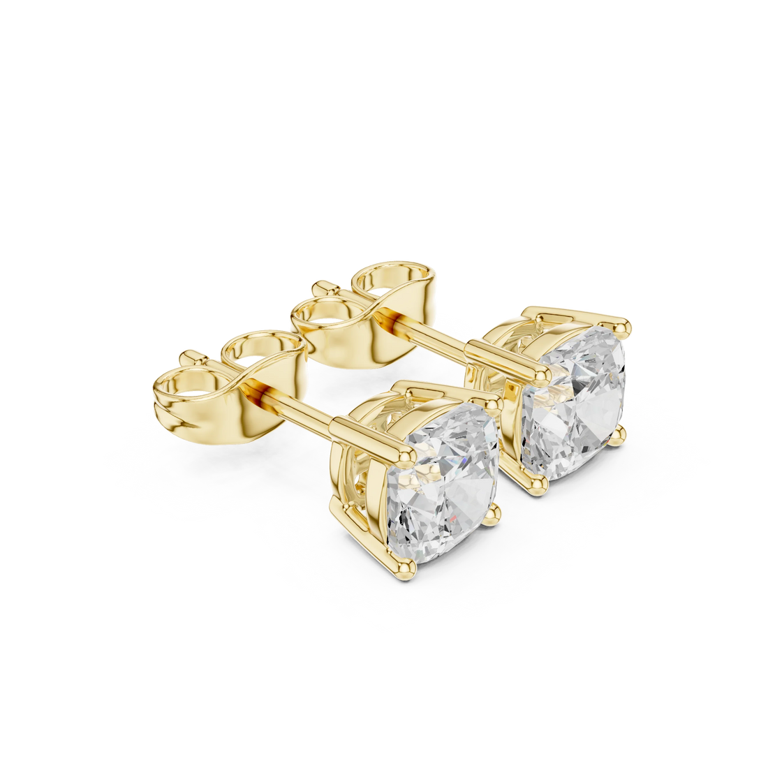 Cushion Cut Solitaire Diamond Stud Earrings