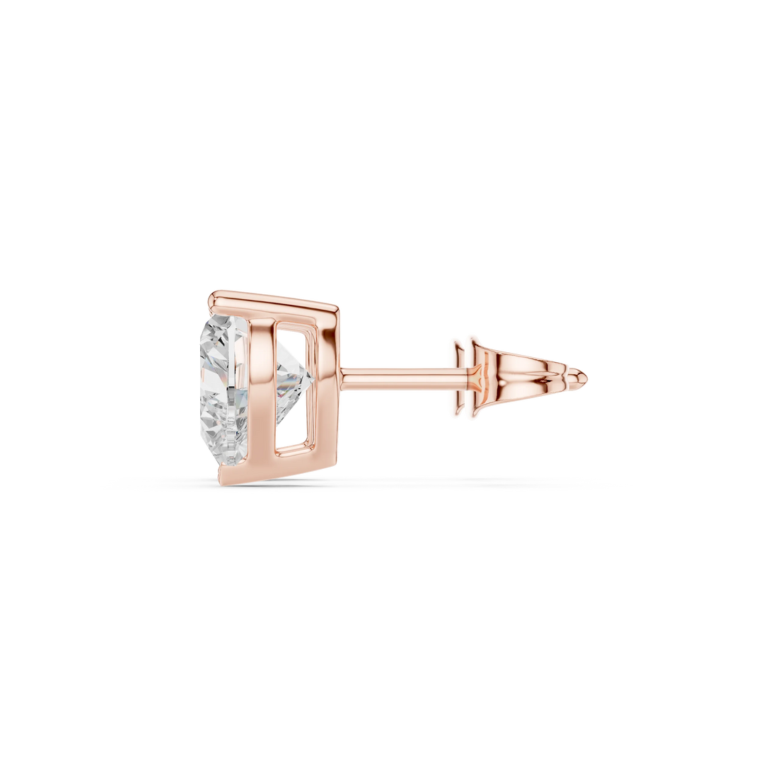 Heart Cut Solitaire Diamond Stud Earrings