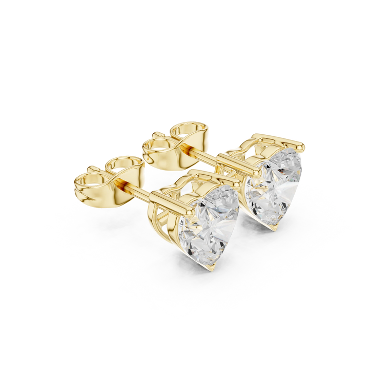 Heart Cut Solitaire Diamond Stud Earrings