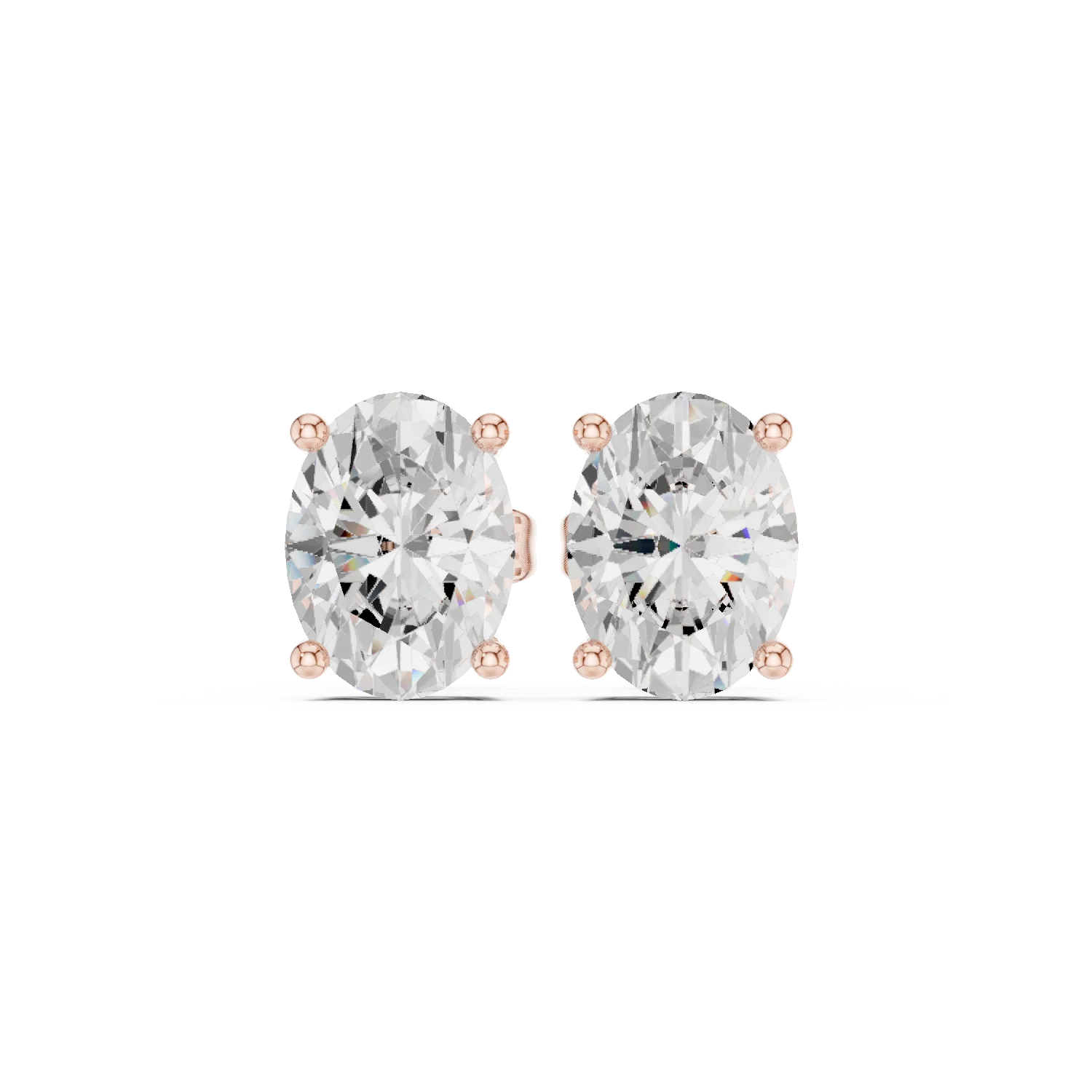 Timeless Oval Solitaire Diamond Stud Earrings
