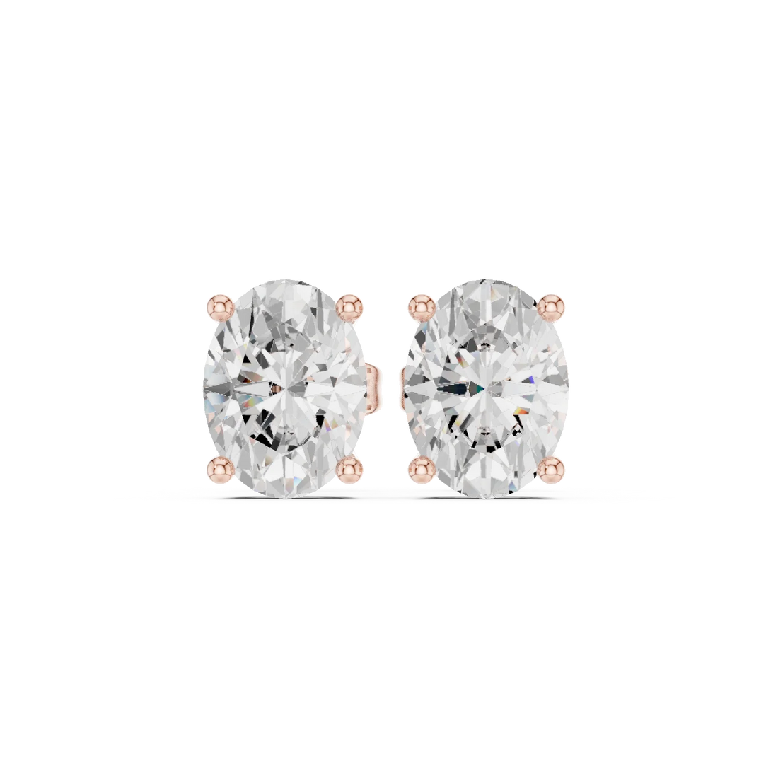 Timeless Oval Solitaire Diamond Stud Earrings