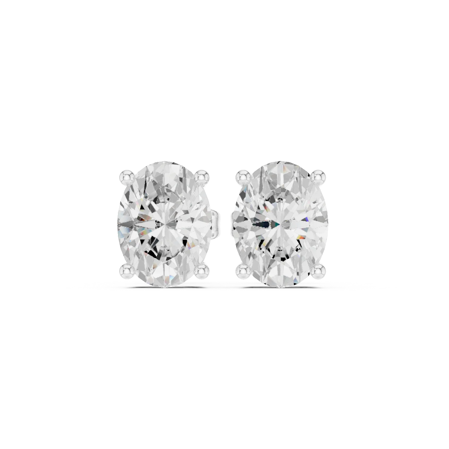 Timeless Oval Solitaire Diamond Stud Earrings