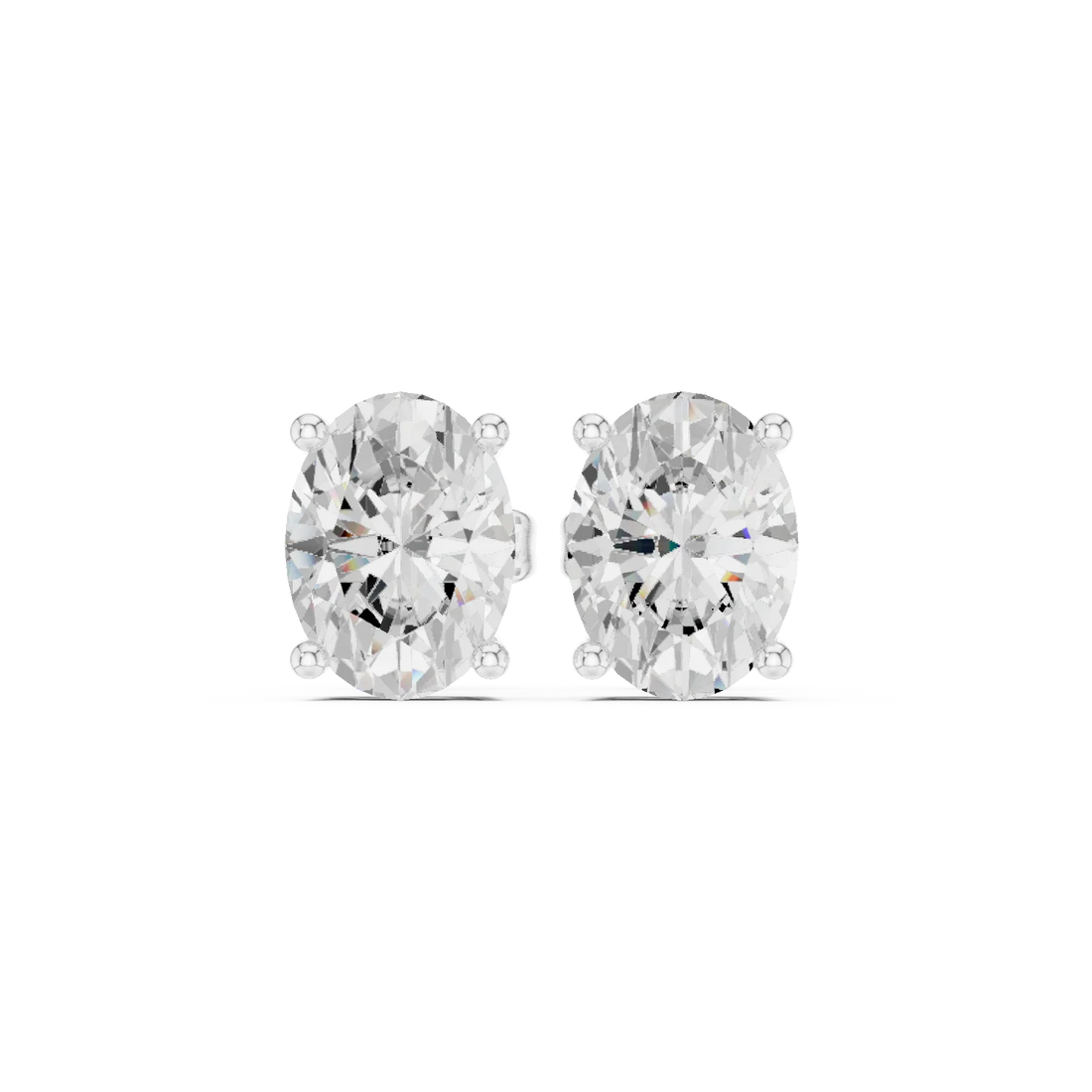 Timeless Oval Solitaire Diamond Stud Earrings
