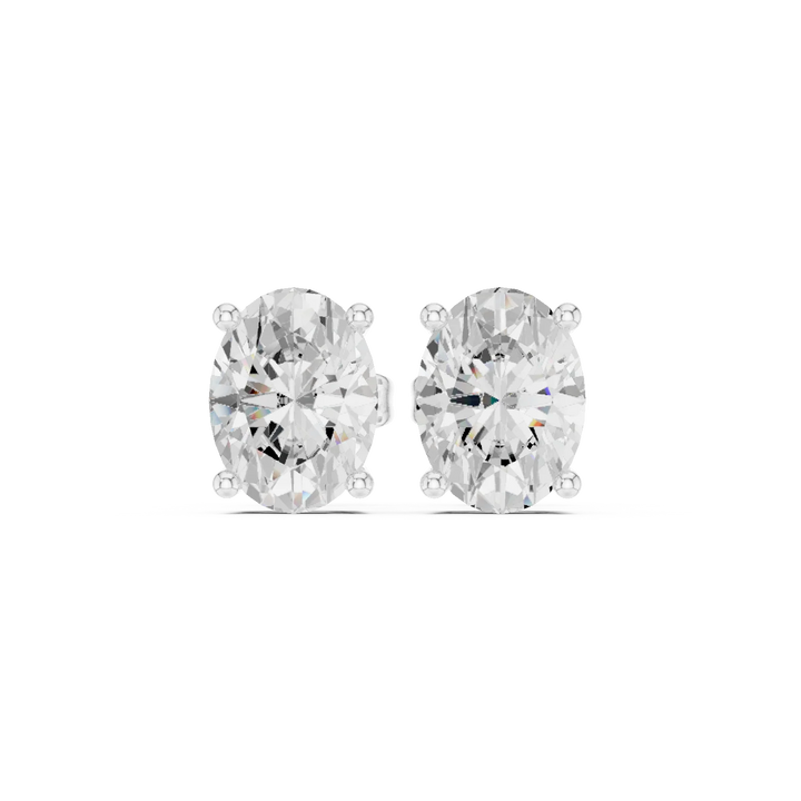 Timeless Oval Solitaire Diamond Stud Earrings