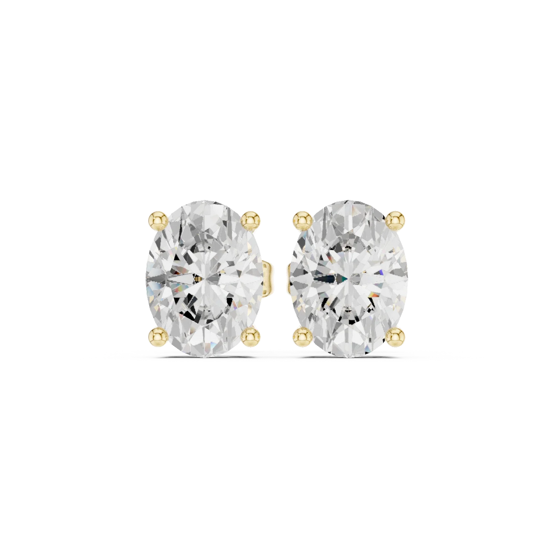 Timeless Oval Solitaire Diamond Stud Earrings