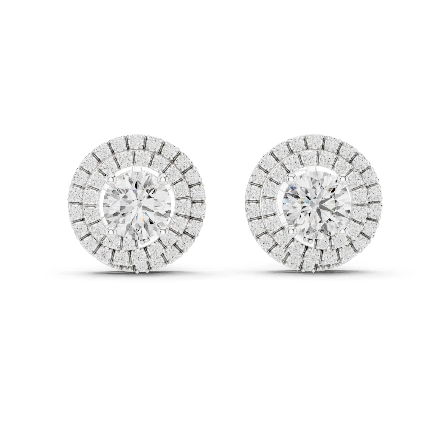 Majestic Glow Double Halo Diamond Stud Earrings