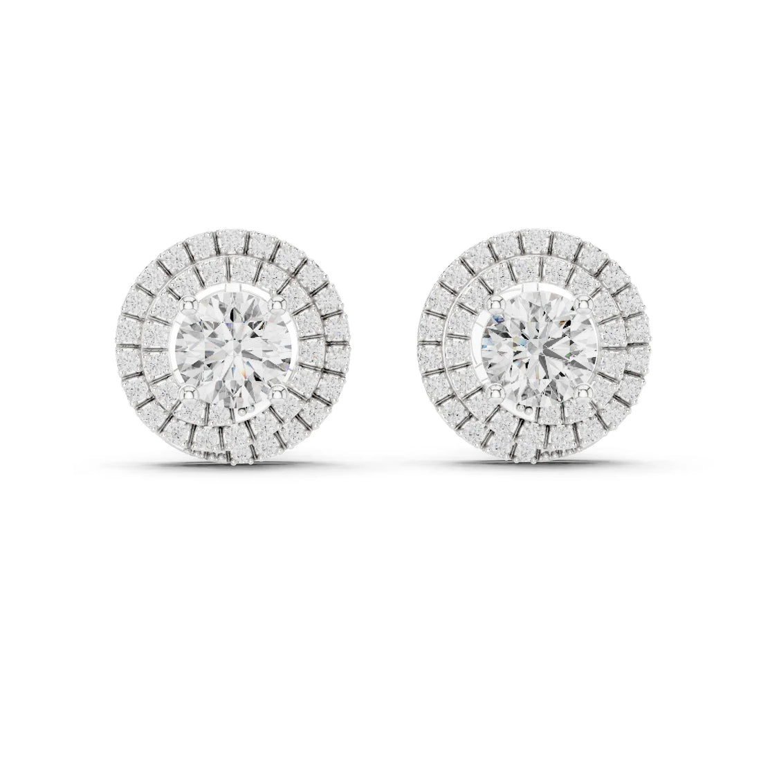 Majestic Glow Double Halo Diamond Stud Earrings