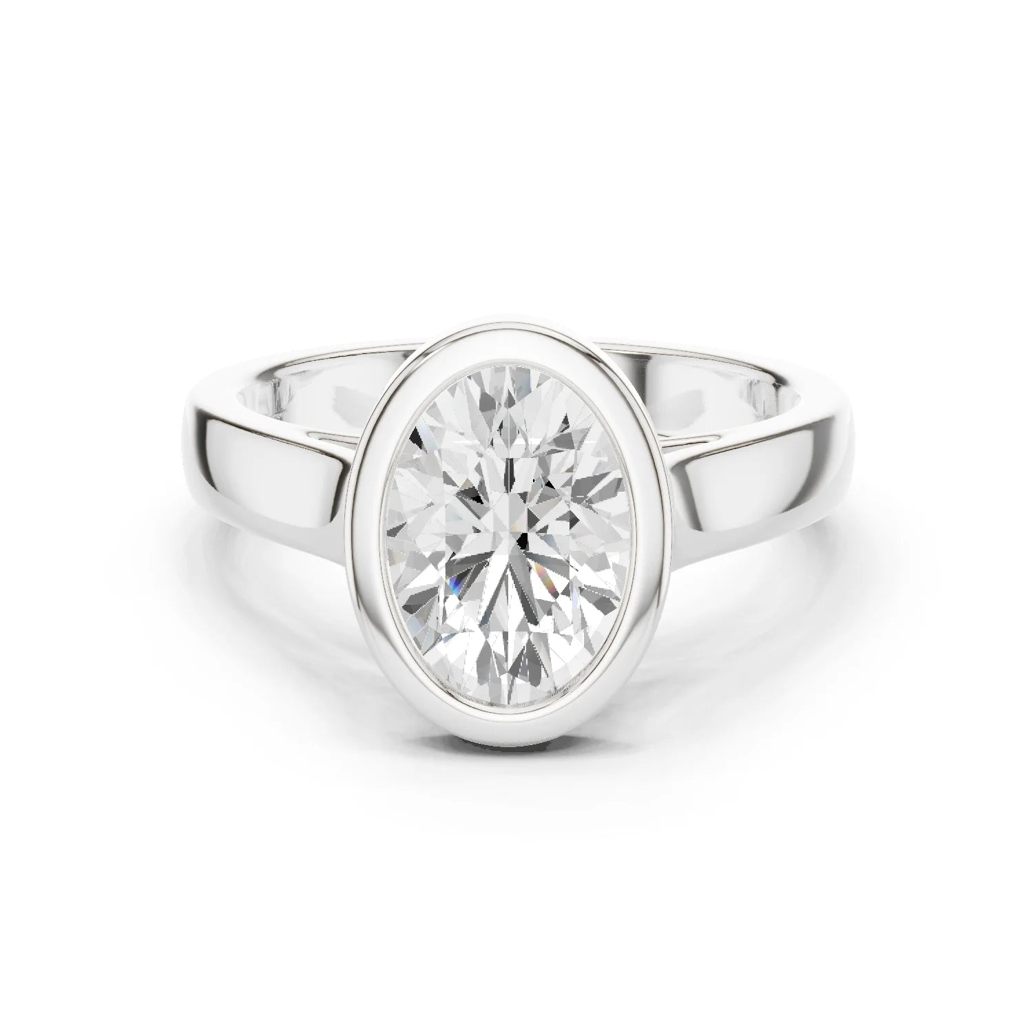 Oval Cut Diamond Bezel Solitaire Engagement Ring