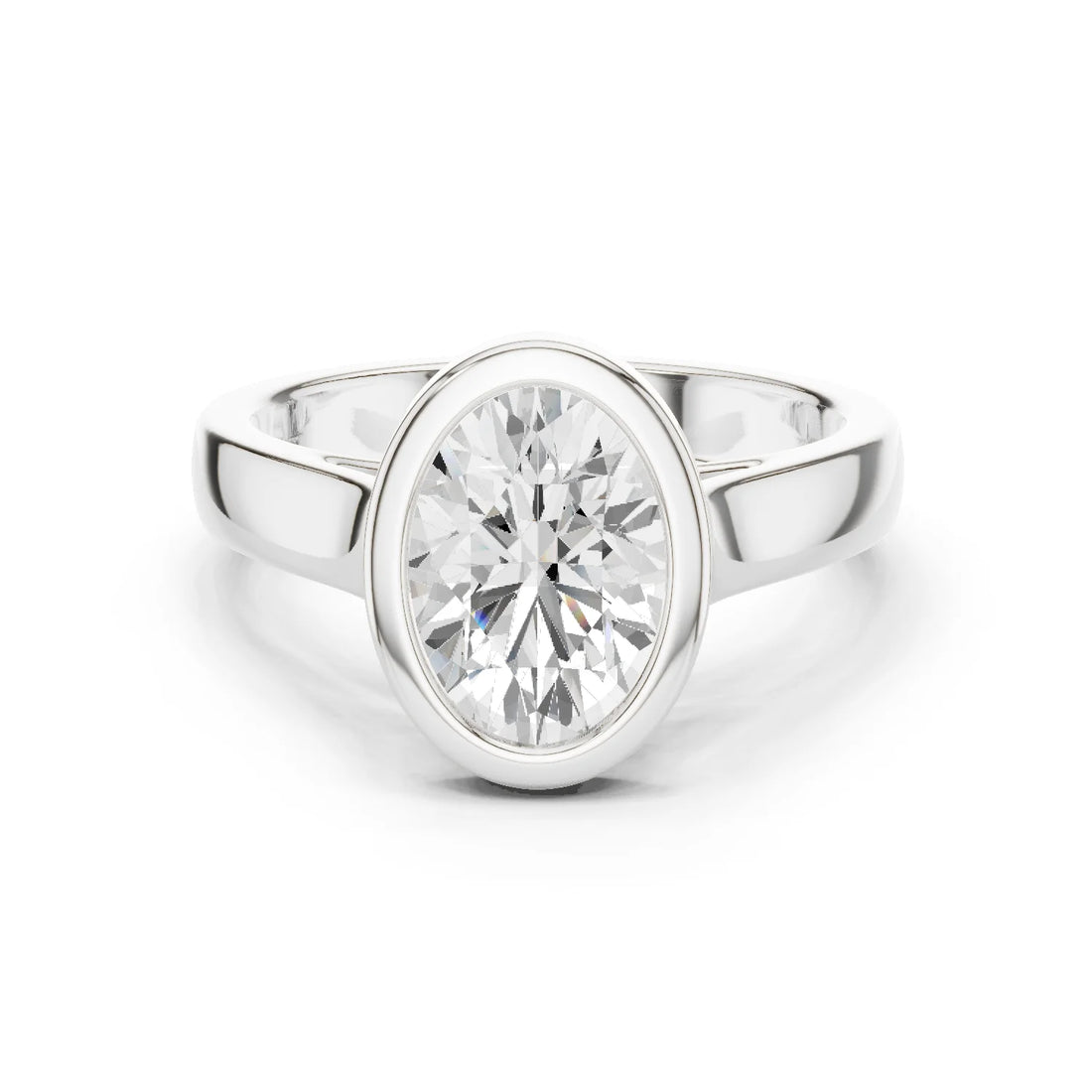 Oval Cut Diamond Bezel Solitaire Engagement Ring