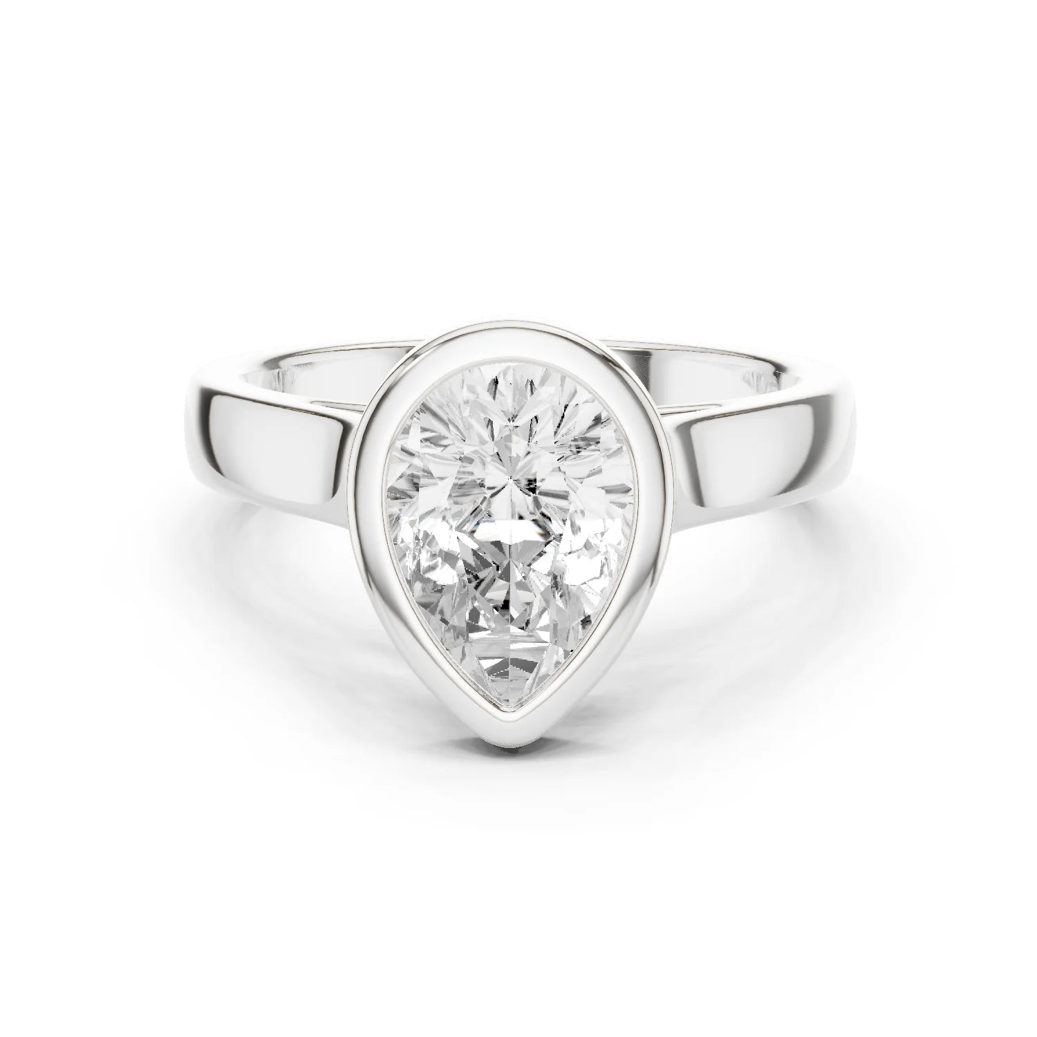 Pear Cut Diamond Bezel Solitaire Engagement Ring