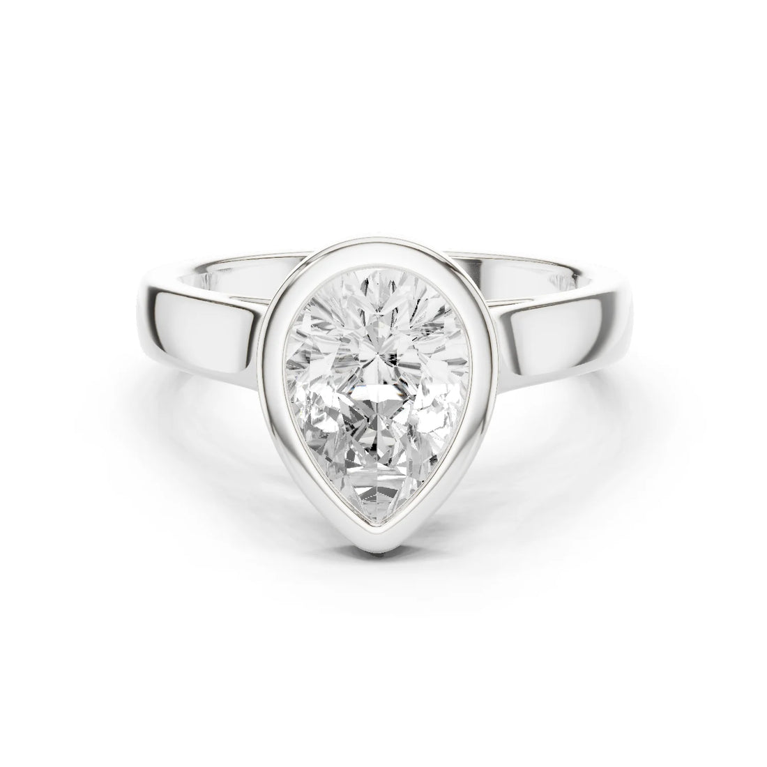 Pear Cut Diamond Bezel Solitaire Engagement Ring