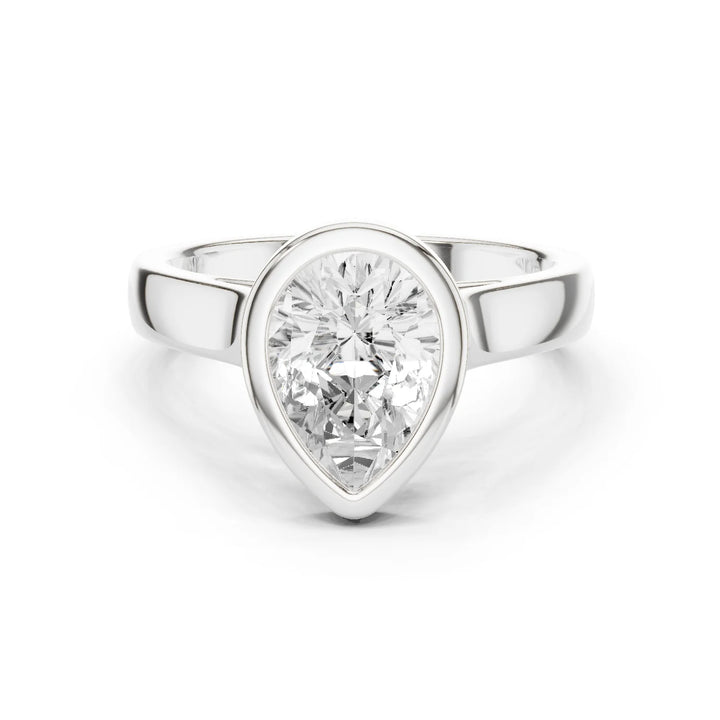 Pear Cut Diamond Bezel Solitaire Engagement Ring