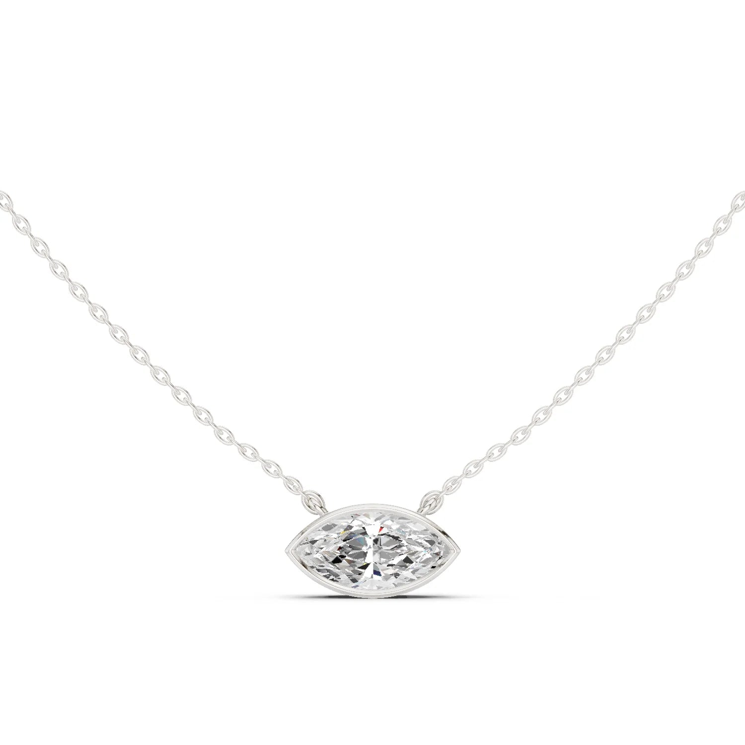 Marquise Aura Bezel Solitaire Diamond Pendant