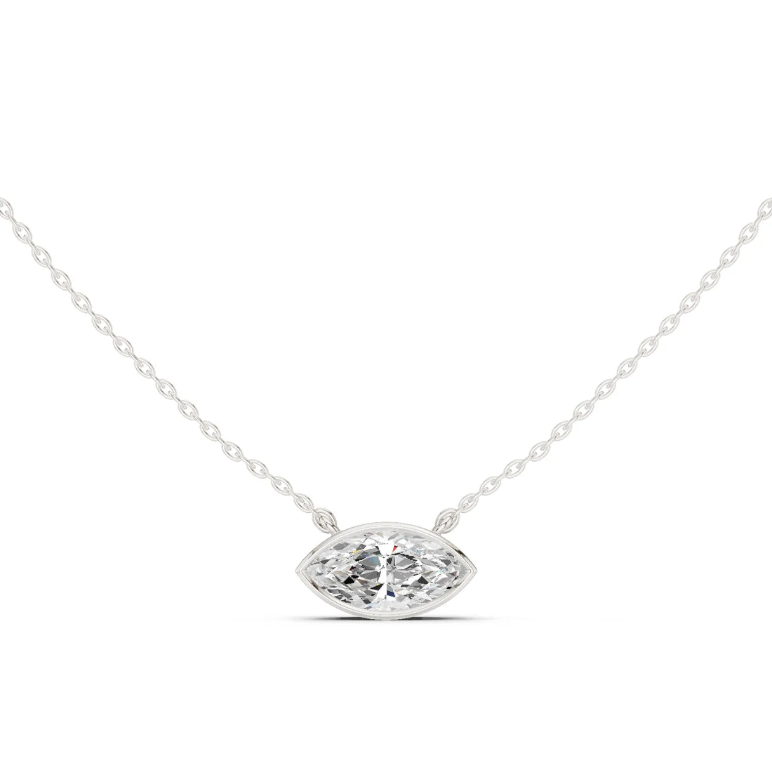 Marquise Aura Bezel Solitaire Diamond Pendant