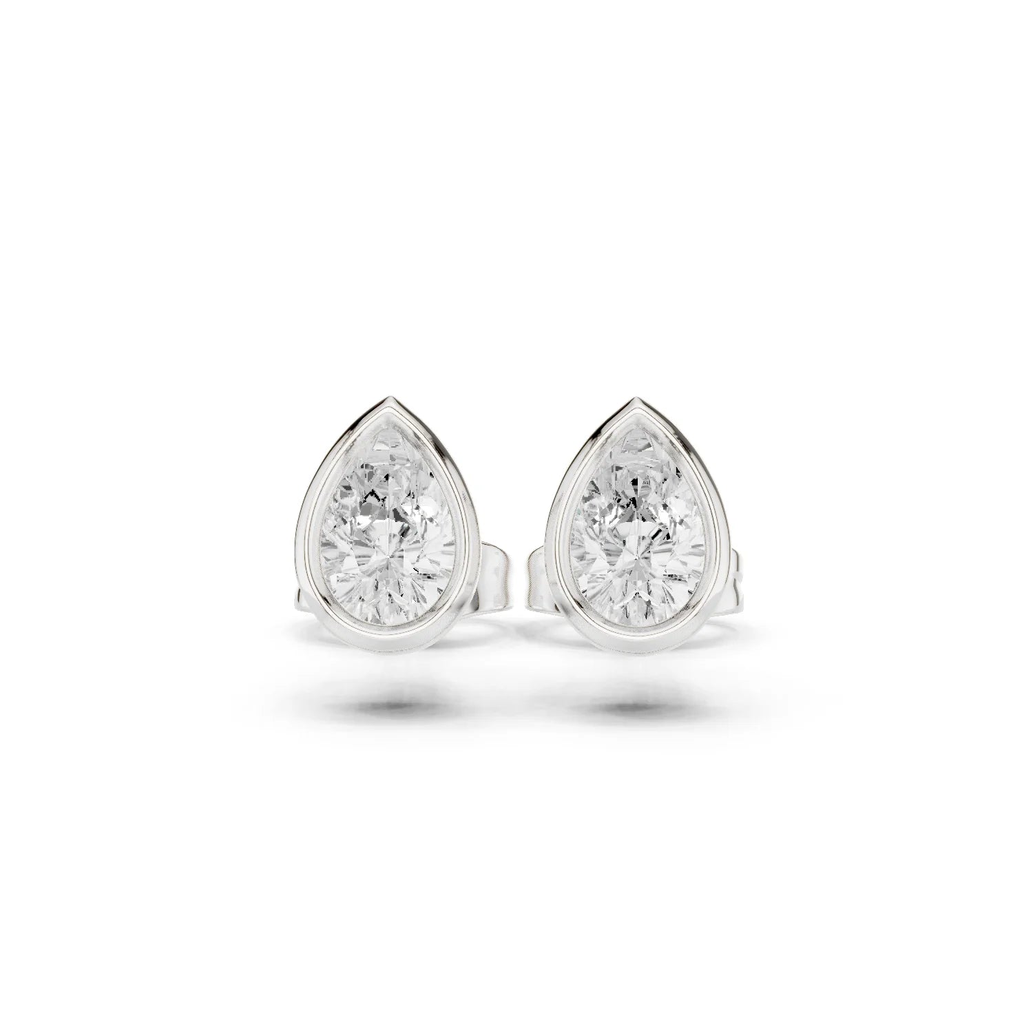 Seraphina Pear Bezel Diamond Stud Earrings