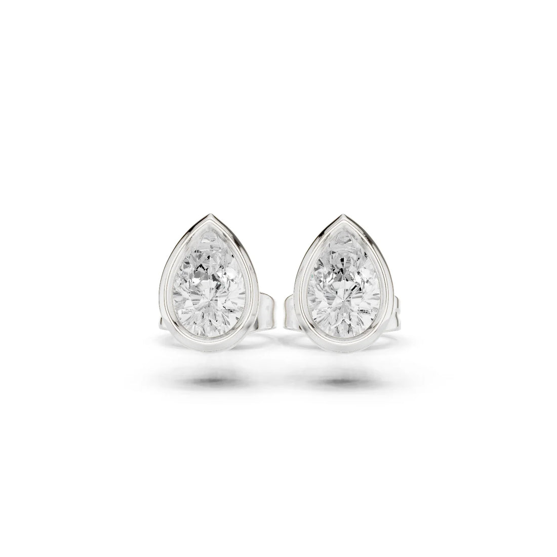 Seraphina Pear Bezel Diamond Stud Earrings