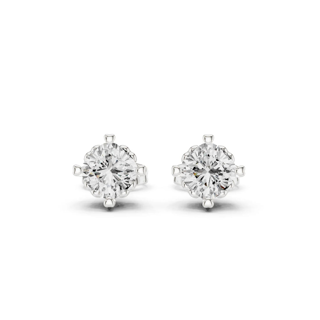 Classic Solitaire Round Diamond Stud Earrings