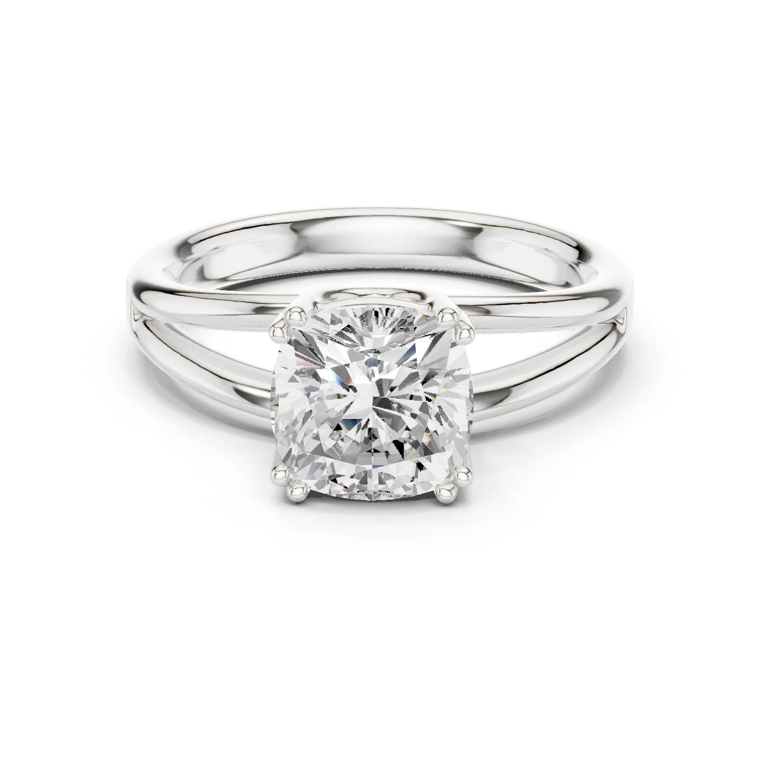Cushion Shape Diamond Solitaire Engagement Ring