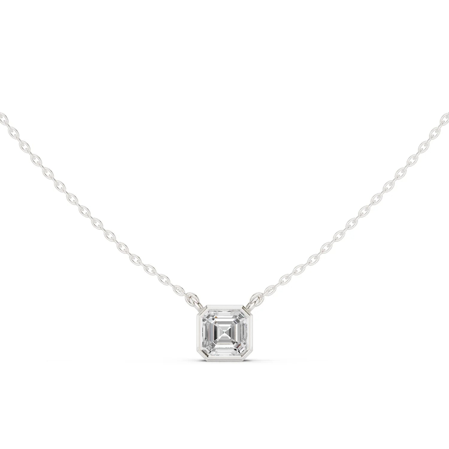 Golden Prism Asscher Bezel Solitaire Diamond Pendant