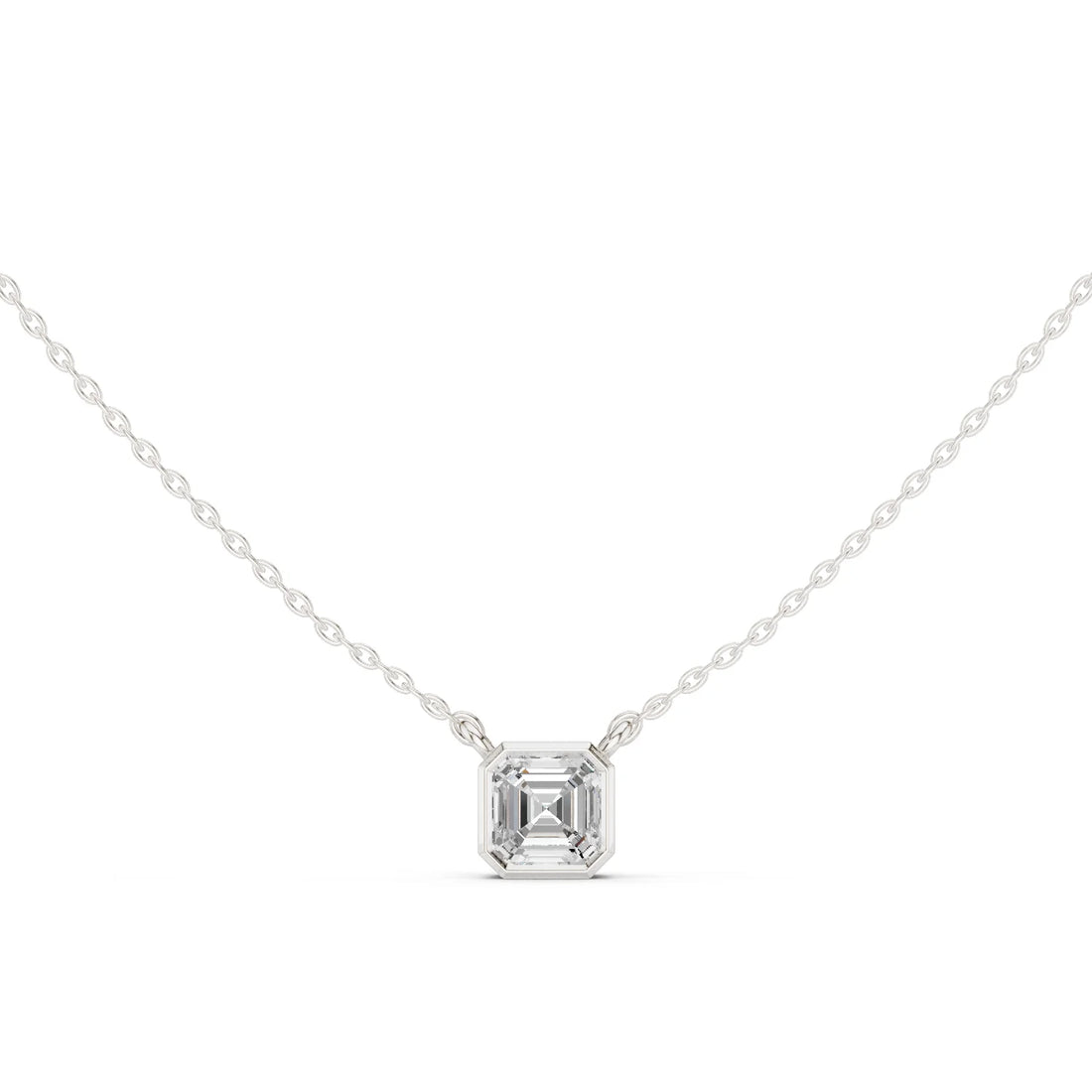 Golden Prism Asscher Bezel Solitaire Diamond Pendant