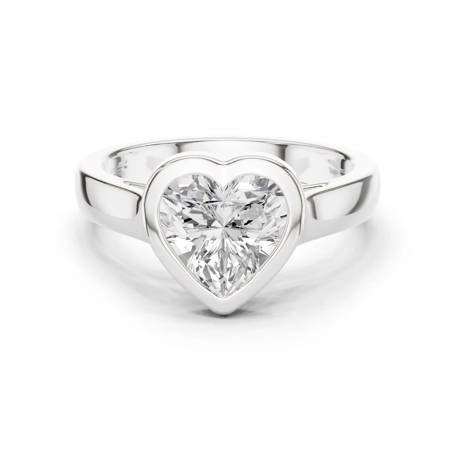 Heart Cut Diamond Bezel Solitaire Engagement Ring