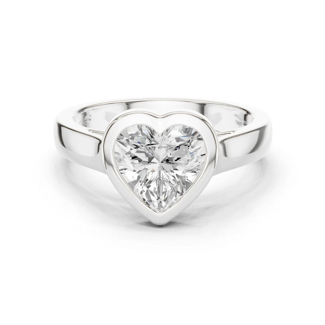 Heart Cut Diamond Bezel Solitaire Engagement Ring