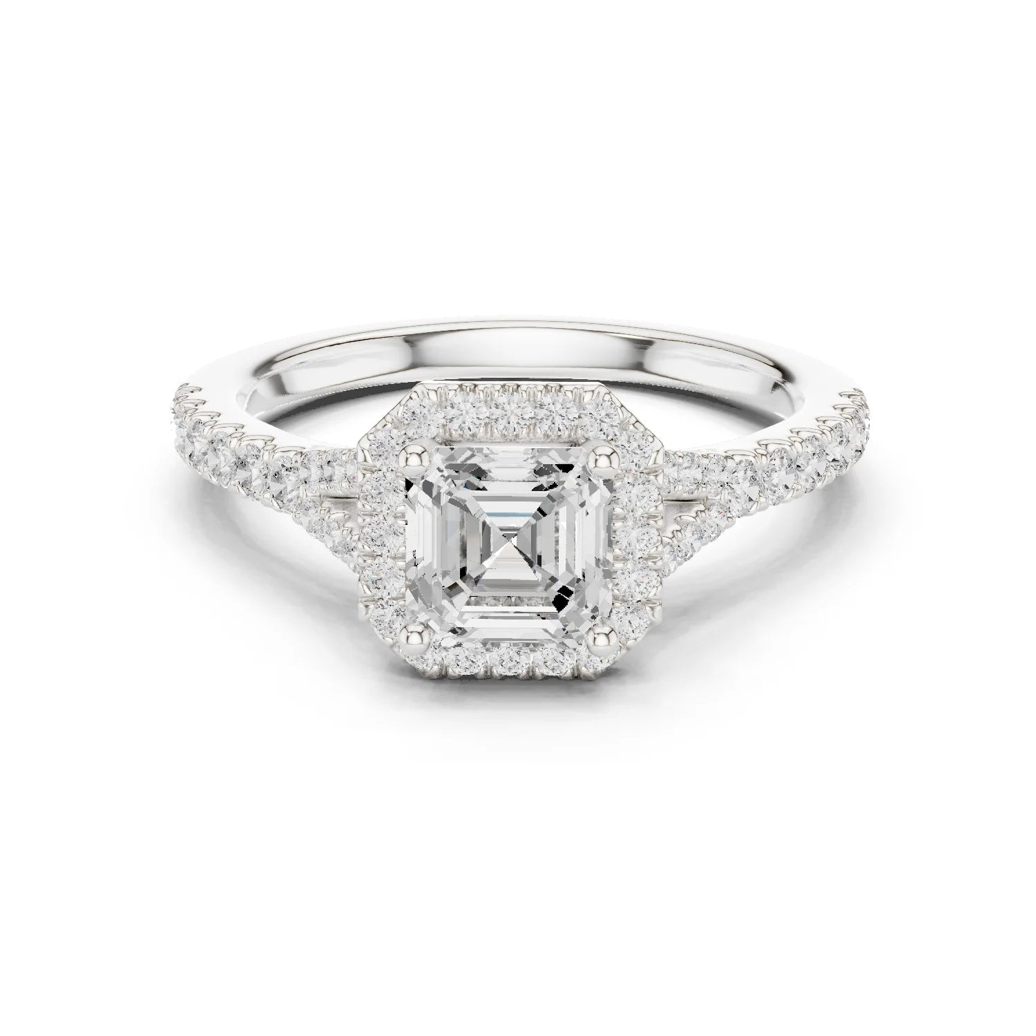 Asscher Cut Diamond Halo Engagement Ring