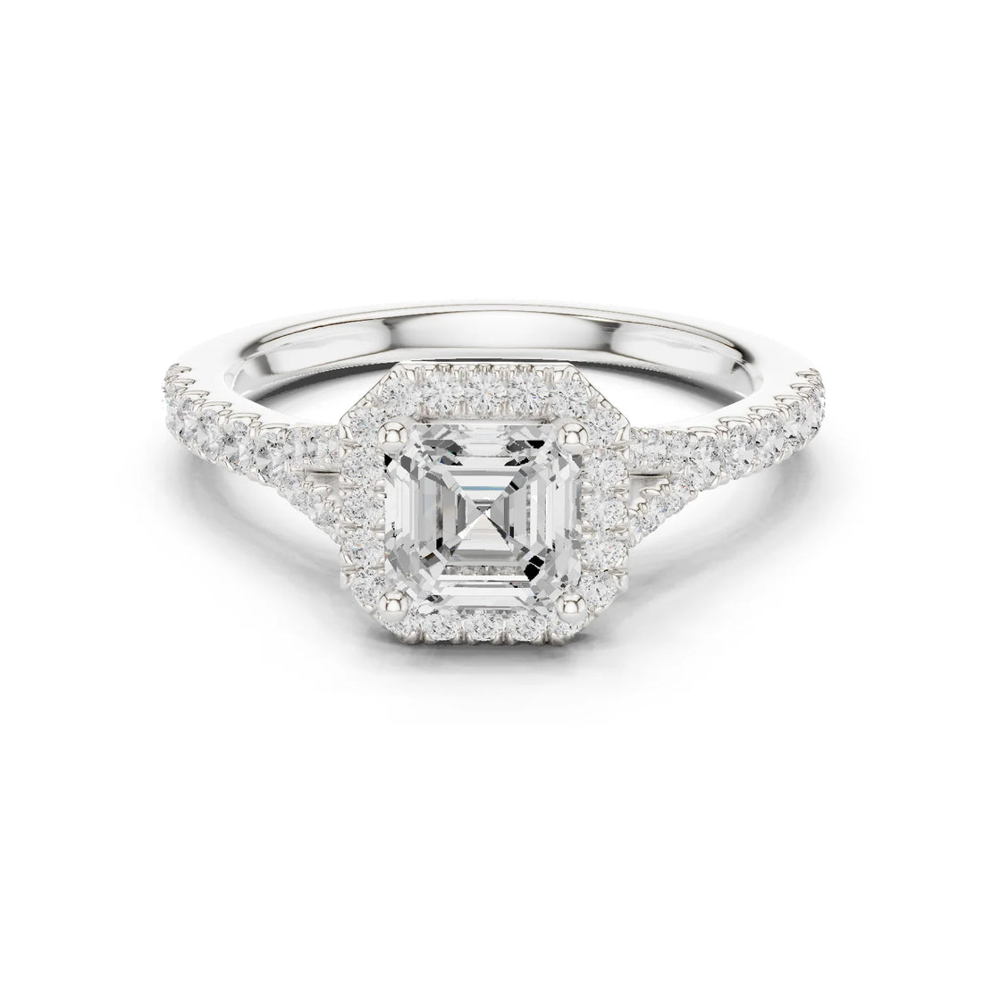 Asscher Cut Diamond Halo Engagement Ring