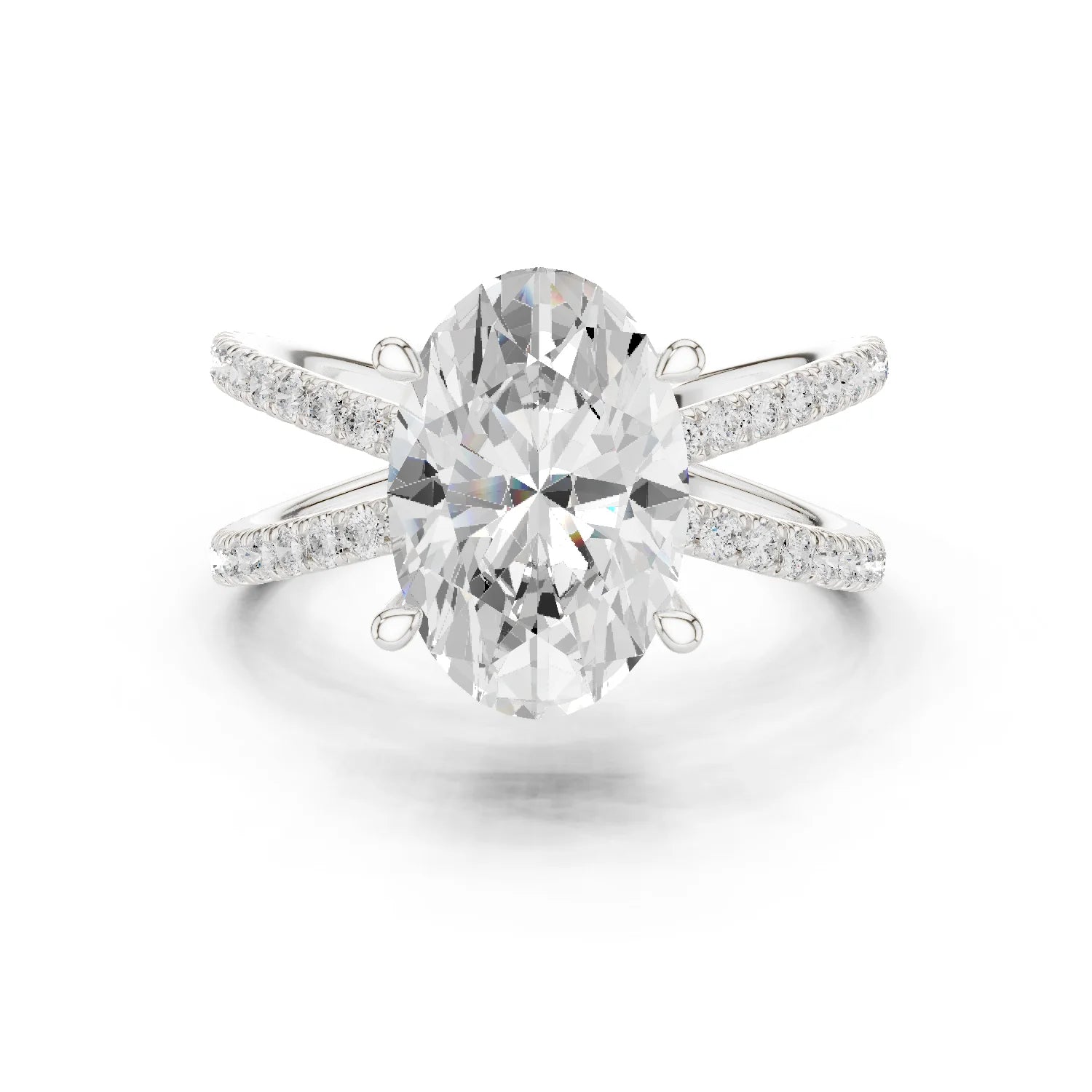 Oval Cut Diamond Split Shank Engagement Ring