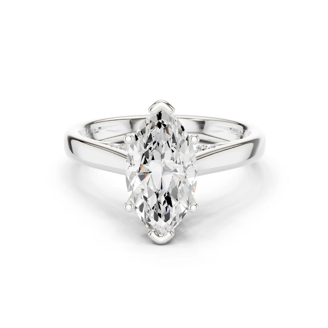 Marquise Cut Diamond Cathedral Pave Engagement Ring