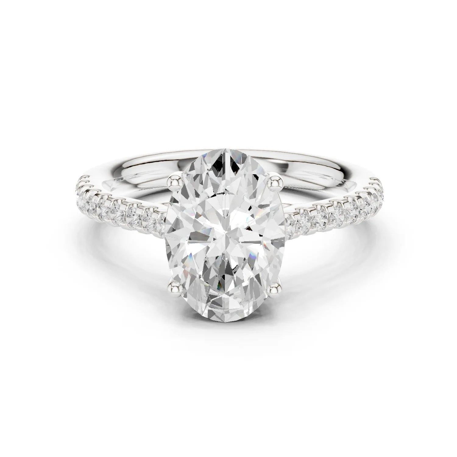 Oval-Cut Diamond Engagement Ring with Split Shank