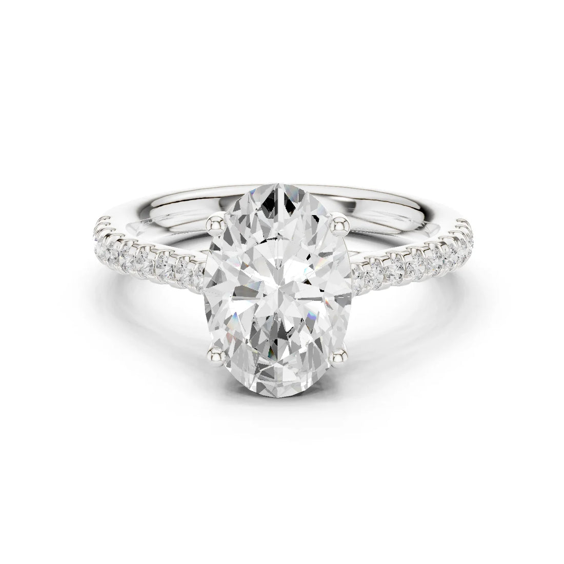 Oval-Cut Diamond Engagement Ring with Split Shank