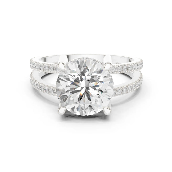 Round Cut Diamond Split Shank Engagement Ring