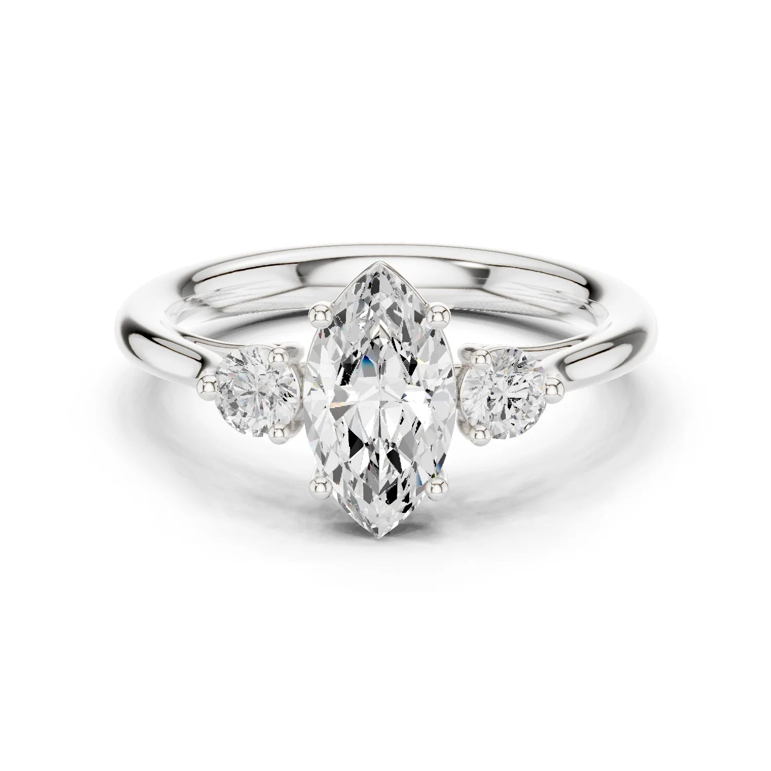 Marquise-Cut Three-Stone Diamond Engagement Ring
