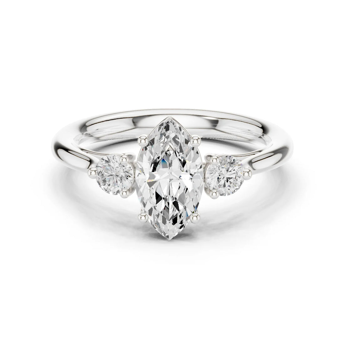 Marquise-Cut Three-Stone Diamond Engagement Ring