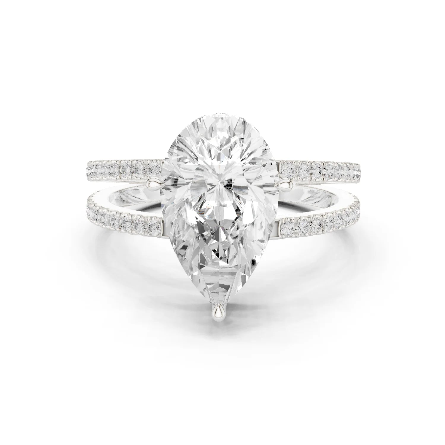 Pear Cut Diamond Split Shank Engagement Ring