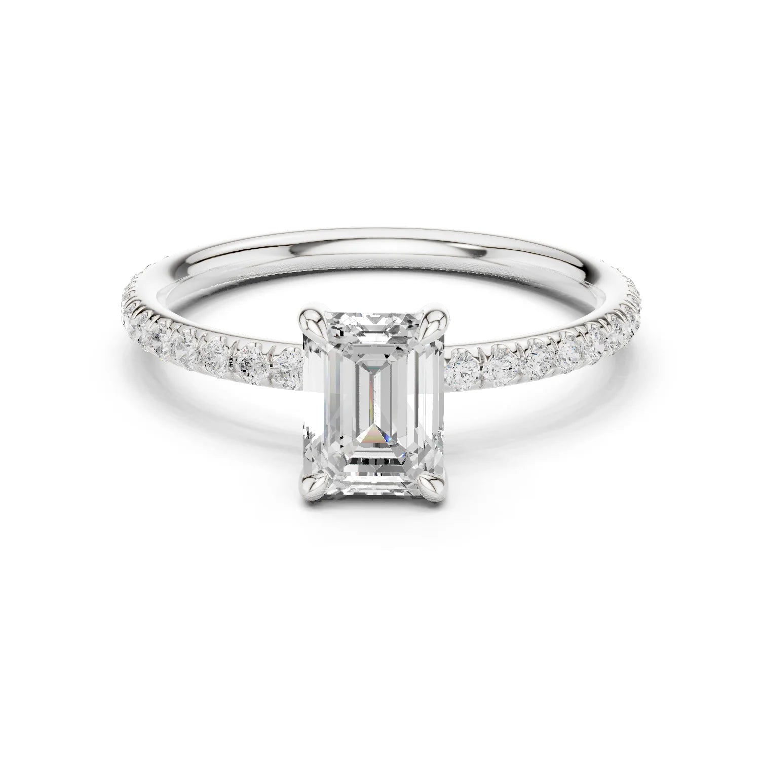Emerald Cut Diamond Pave Engagement Ring