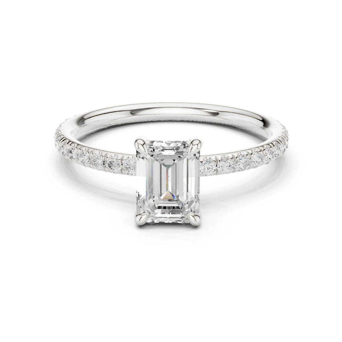 Emerald Cut Diamond Pave Engagement Ring