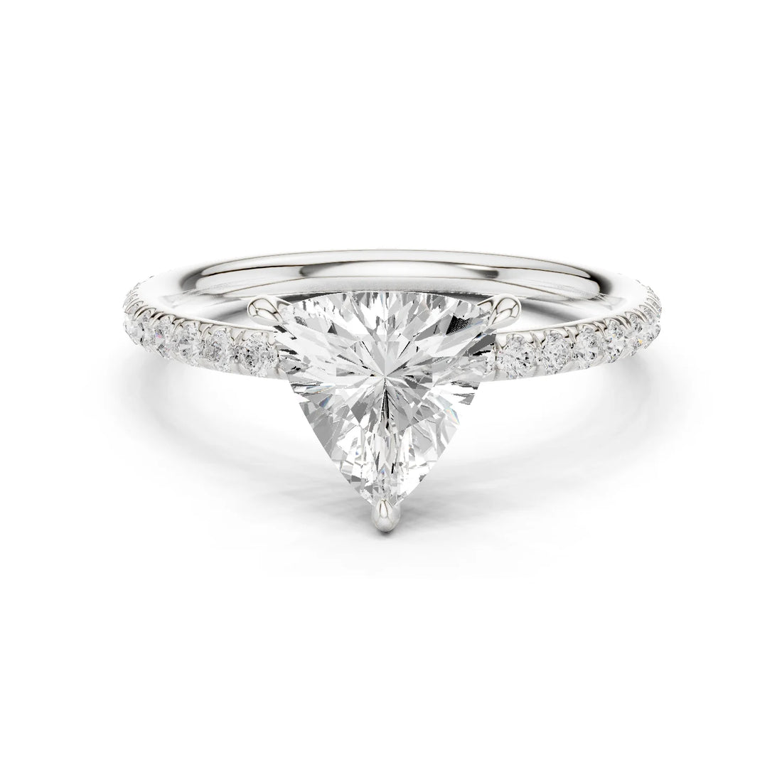 Trillion Cut Diamond Pave Engagement Ring